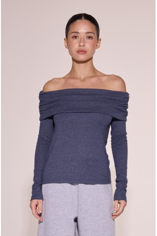 Жіночий лонгслів з драпіюванням на плечах Luna LC056l 